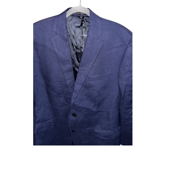 Lauren Ralph Lauren Navy Blue Linen Blazer Size 44R - Picture 3 of 8